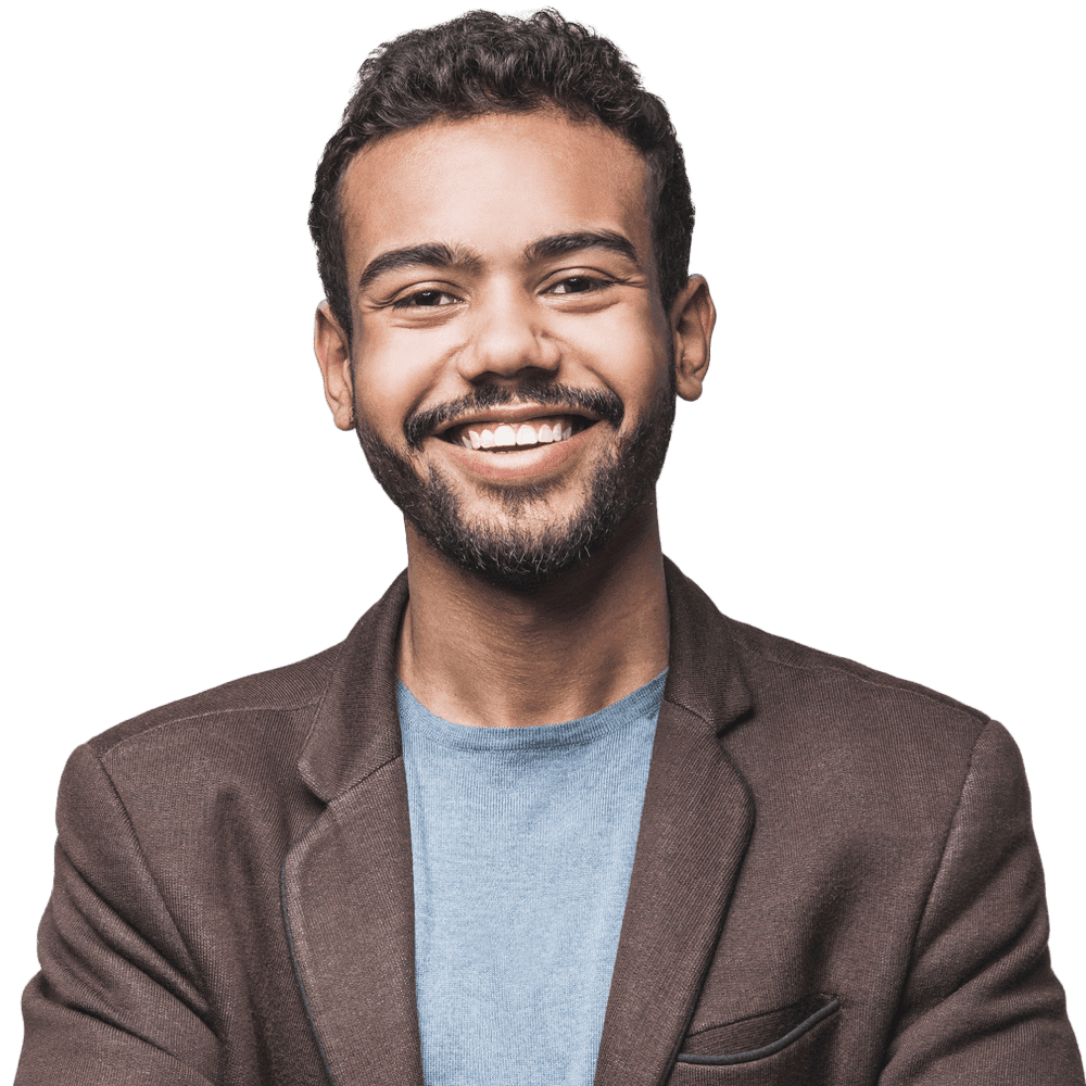 A smiling Black man in a brown suit.