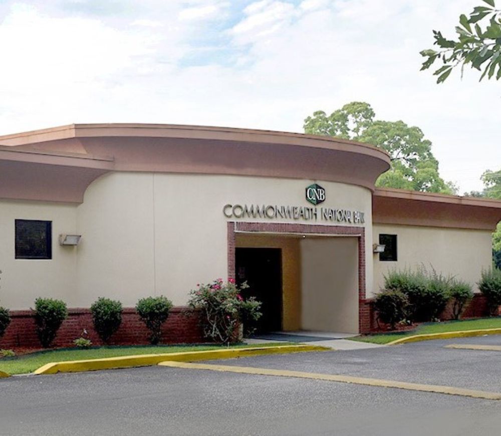 The front of the Main Branch of the Commonwealth National Bank in Mobile, AL.